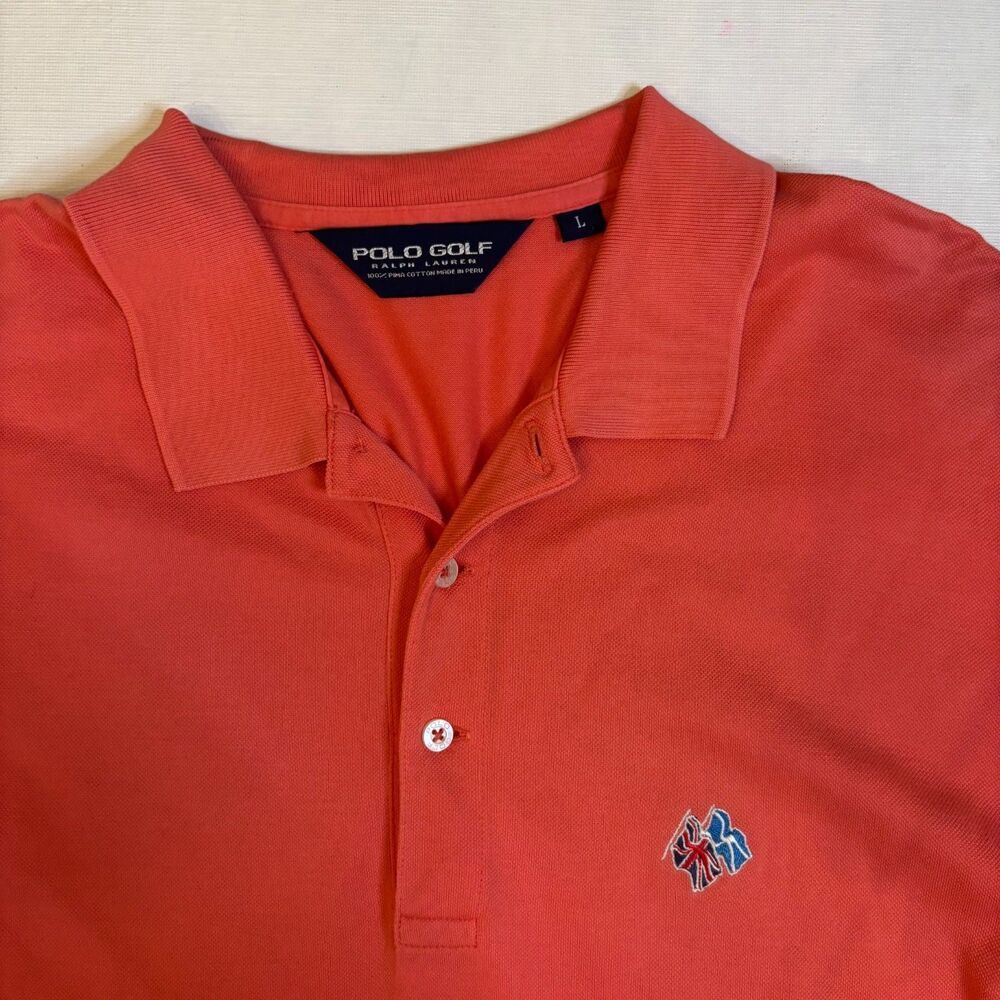 Polo Golf Ralph Lauren Polo Shirt Men’s L Coral Frederica Embroidered Golf Logo